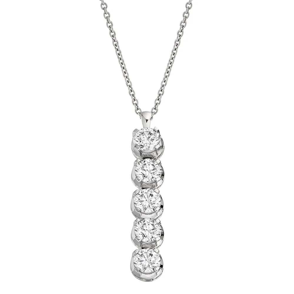 18ct White Gold 5-Stone Drop Diamond Pendant
