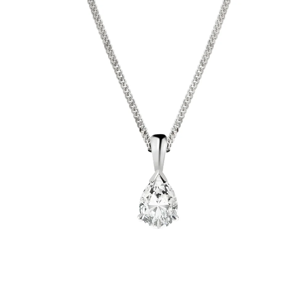18ct White Gold Pear shaped Diamond Pendant