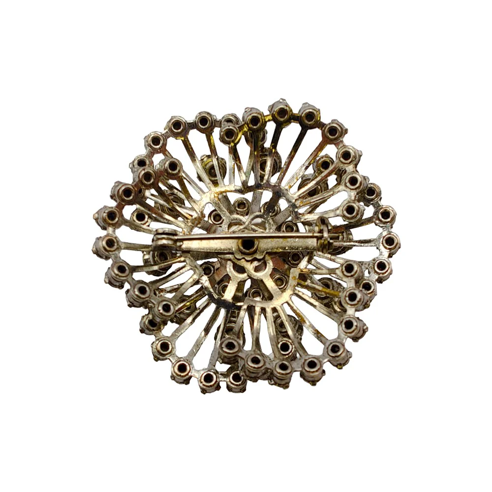 1950's Silver Tone Clear Rhinestone Brooch - Image 3