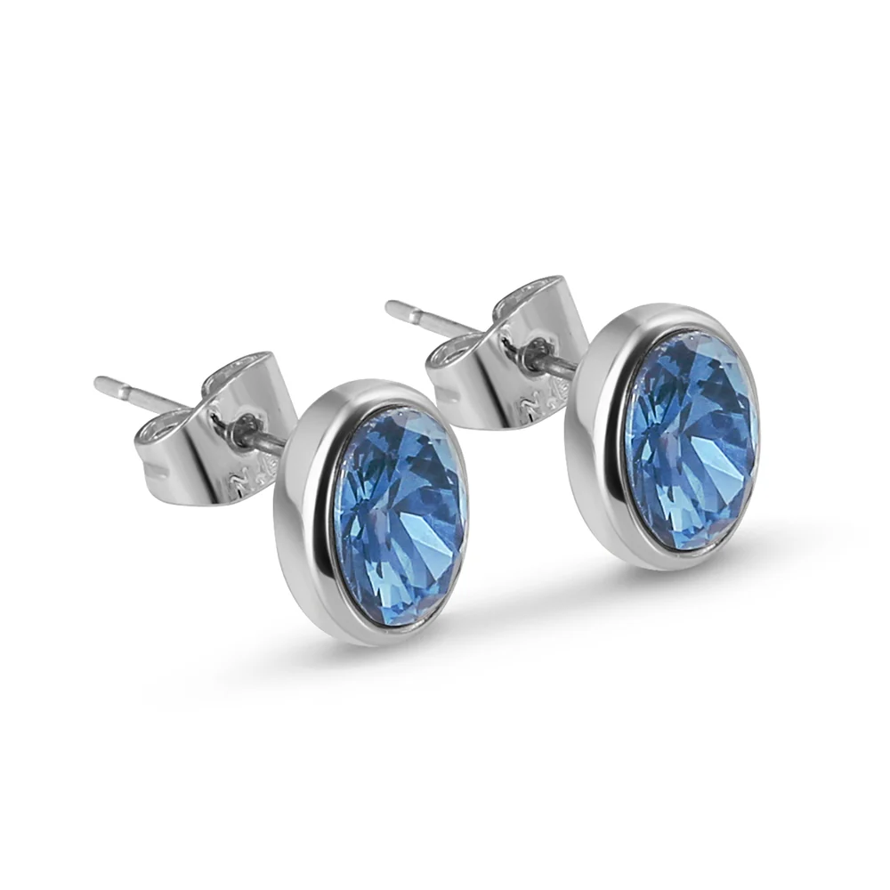Dark Blue Stone Stud Earrings