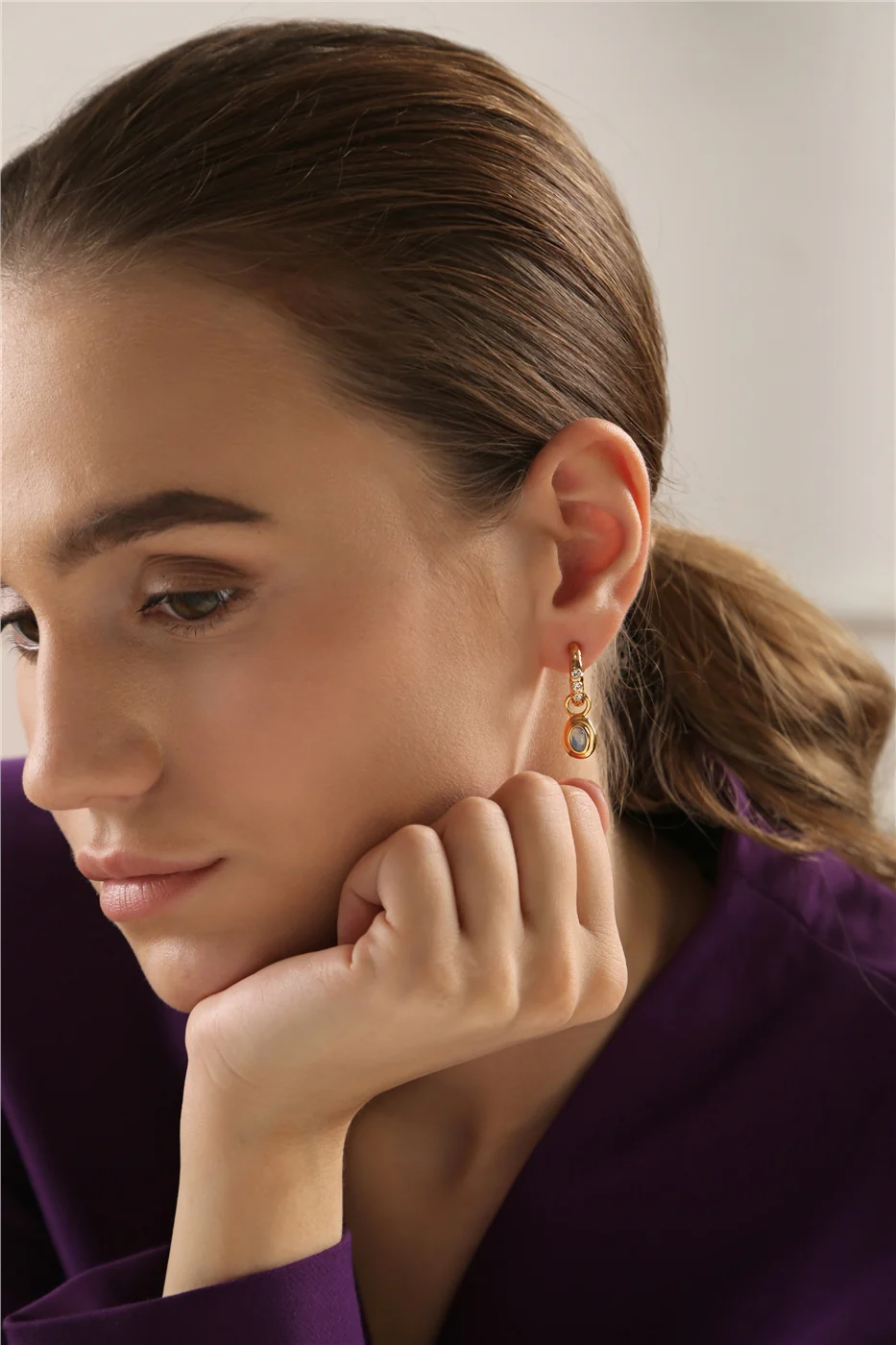 Drop Earrings with Blue Stones - Image 2