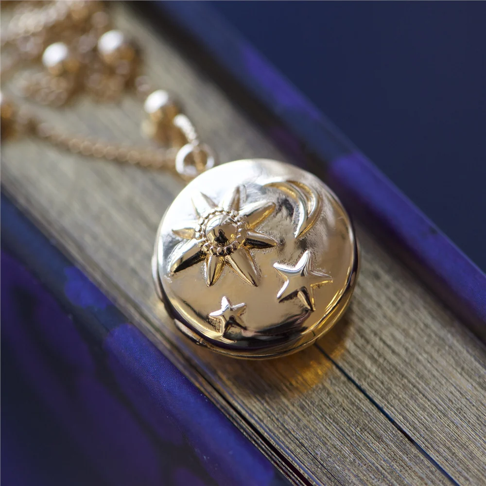 Gold Plated Locket with Sun Moon & Stars - Image 3