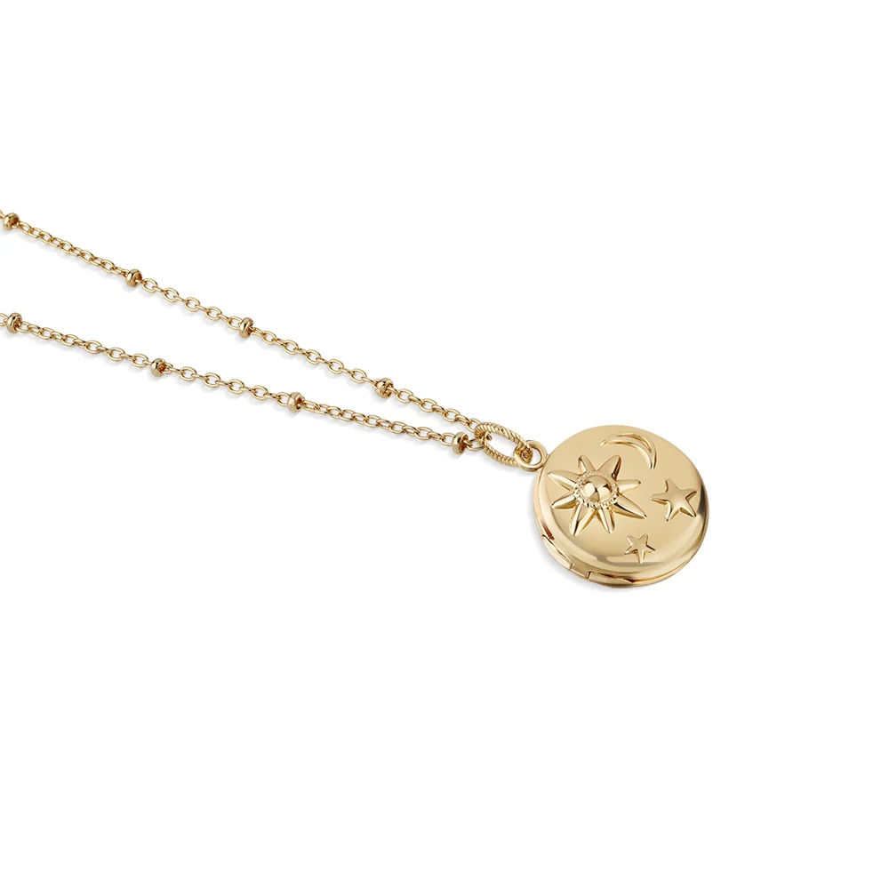 Gold Plated Locket with Sun Moon & Stars - Image 6