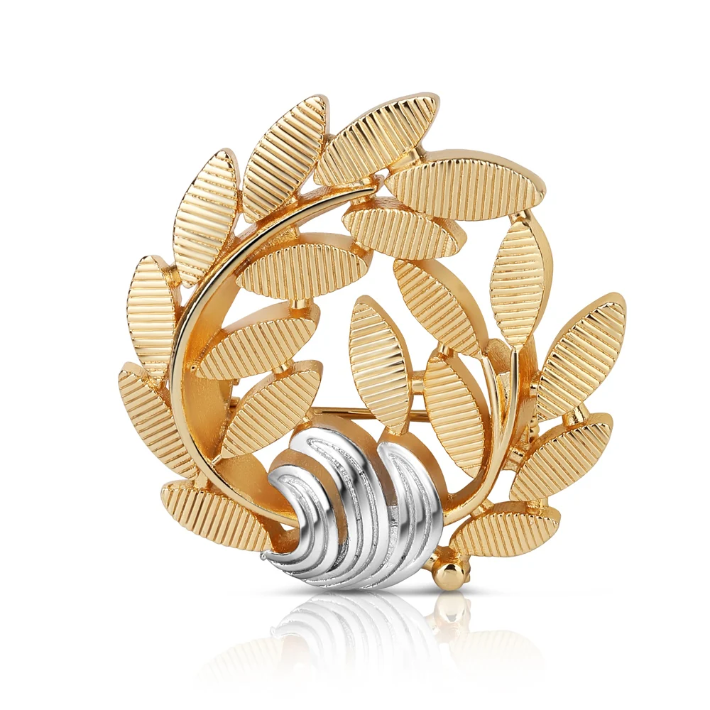 Gold & Silver Plated Leaf Brooch - Image 4
