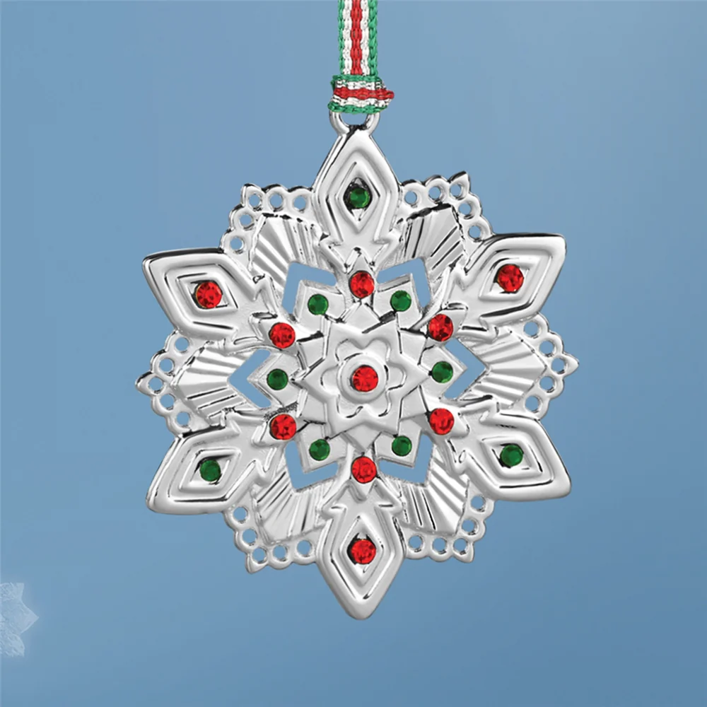 Green & Red Snowflake Christmas Tree Decoration - Image 3