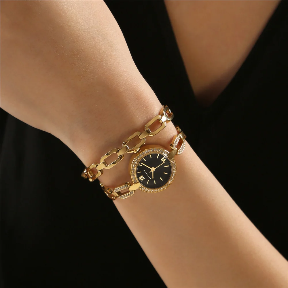 Ladies Watch Black Face with Bracelet Set - Image 2