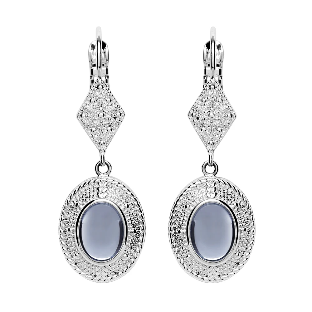 Ornate Drop Earrings with Light Blue Stones