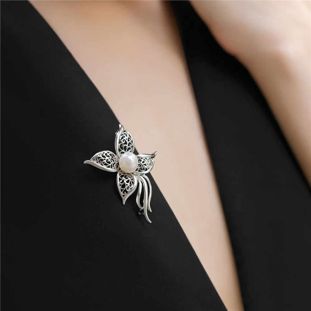 Pearl Floral Brooch - Image 2