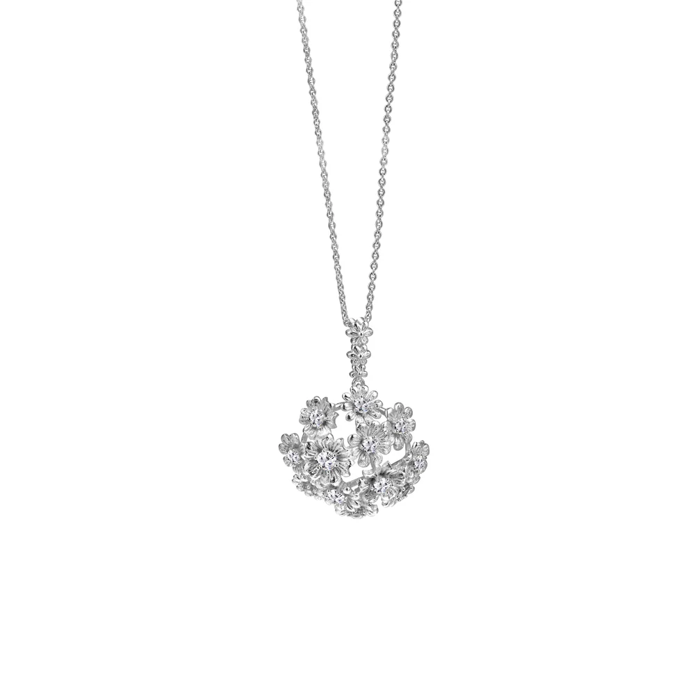 Silver Plated Floral Cluster Pendant