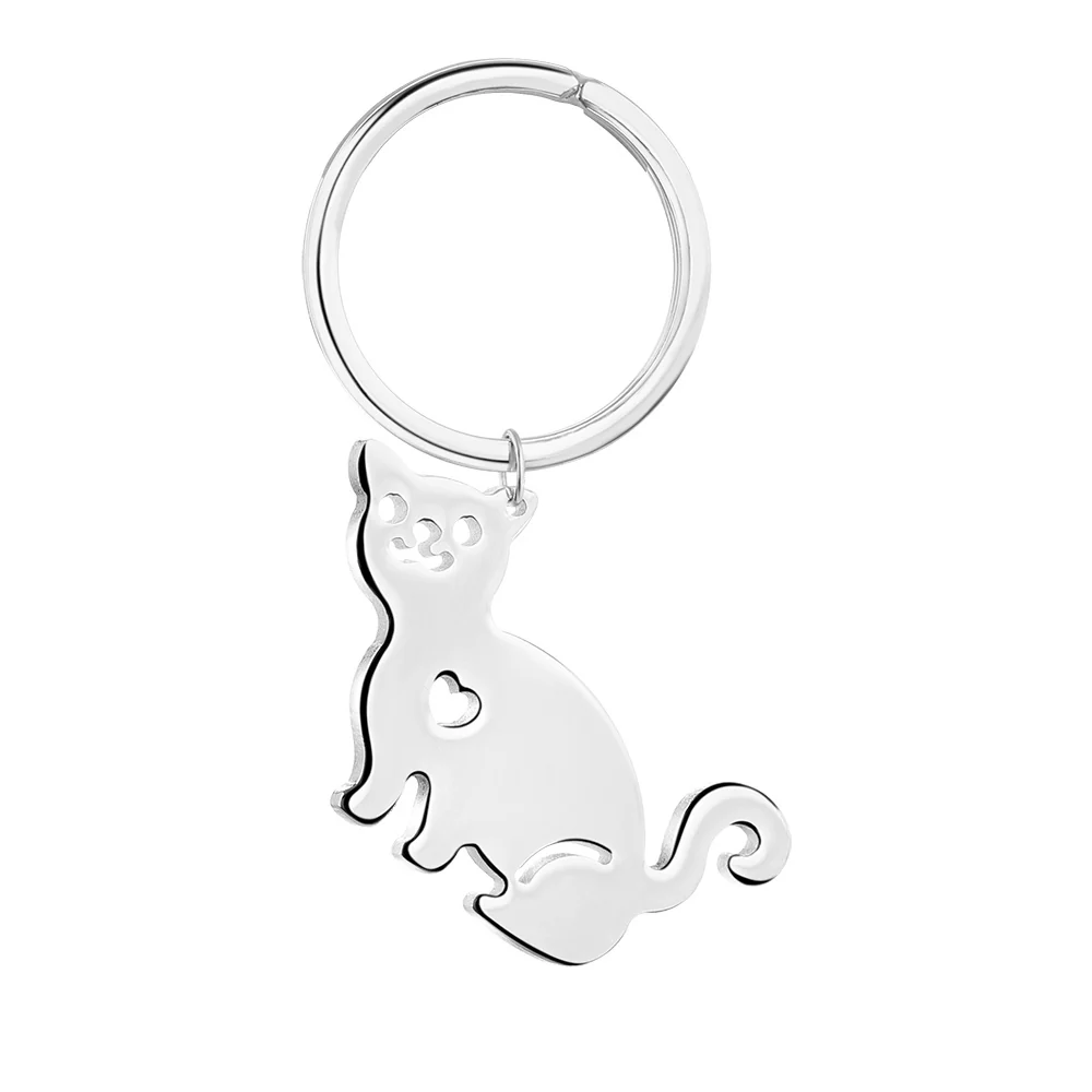 Silverplate Cat Keyring