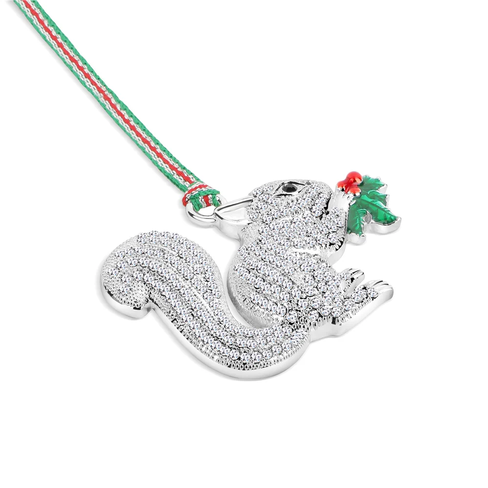 Squirrel with Holly Christmas Tree Decoration - Image 3