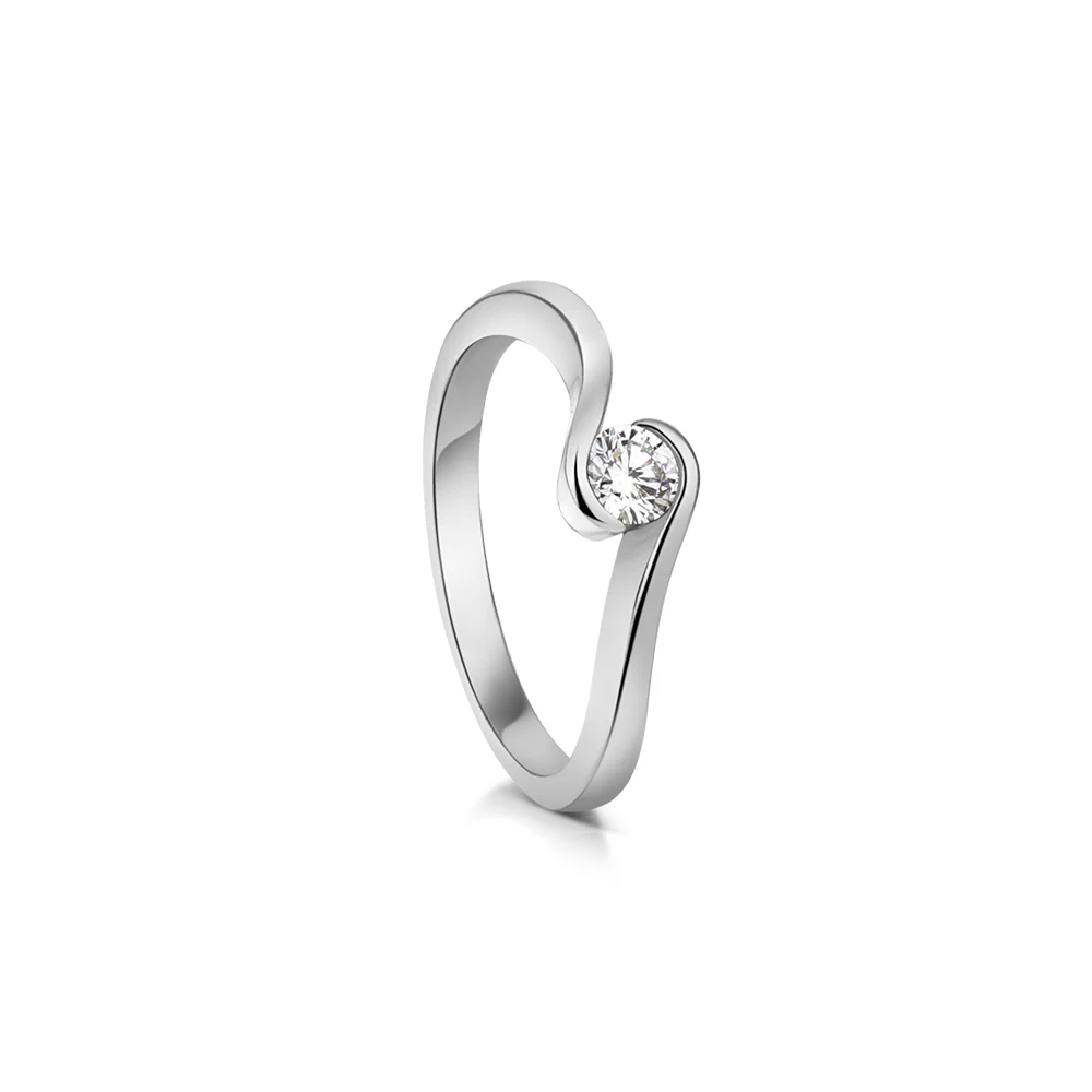 Sterling Silver Channel Set Lab Grown Diamond Ring 0.2ct Size O
