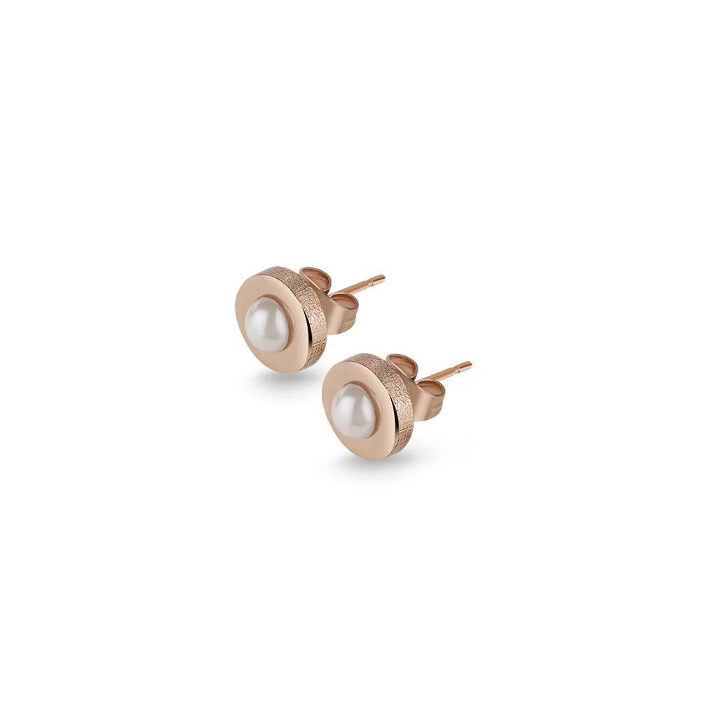 Stud Earrings with Cream Stone - Image 3