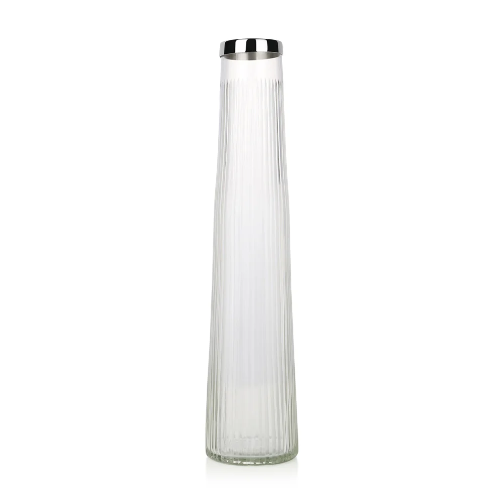 Tall Ribbed Glass Vase - Image 2